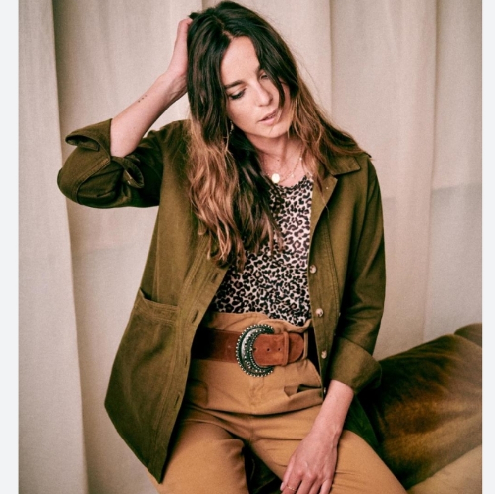 Sezane Will Jacket In Khaki Green